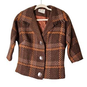 Vintage Paul Sachs plaid blazer.  60's or 70's. Size S.